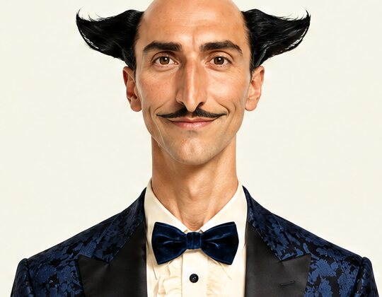 The butler, smirking