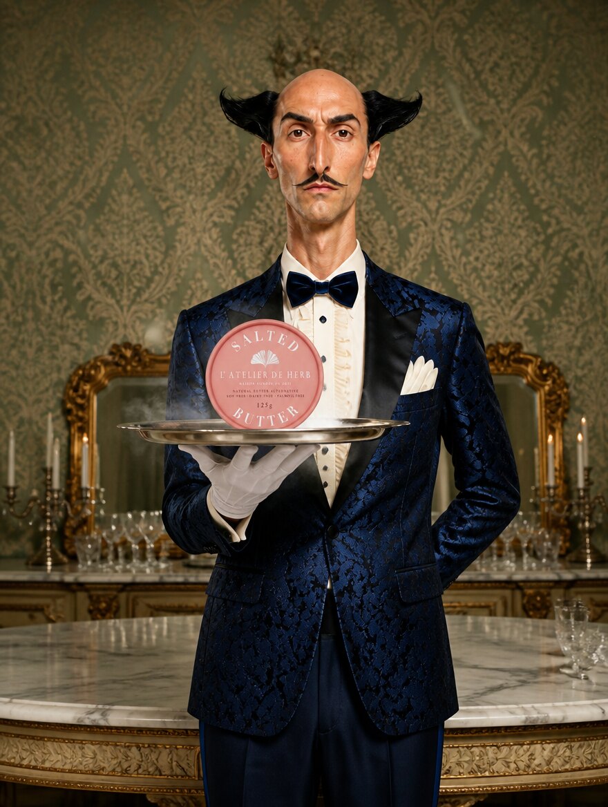 The VG Saveur butler presenting dairy-free butter on a silver tray